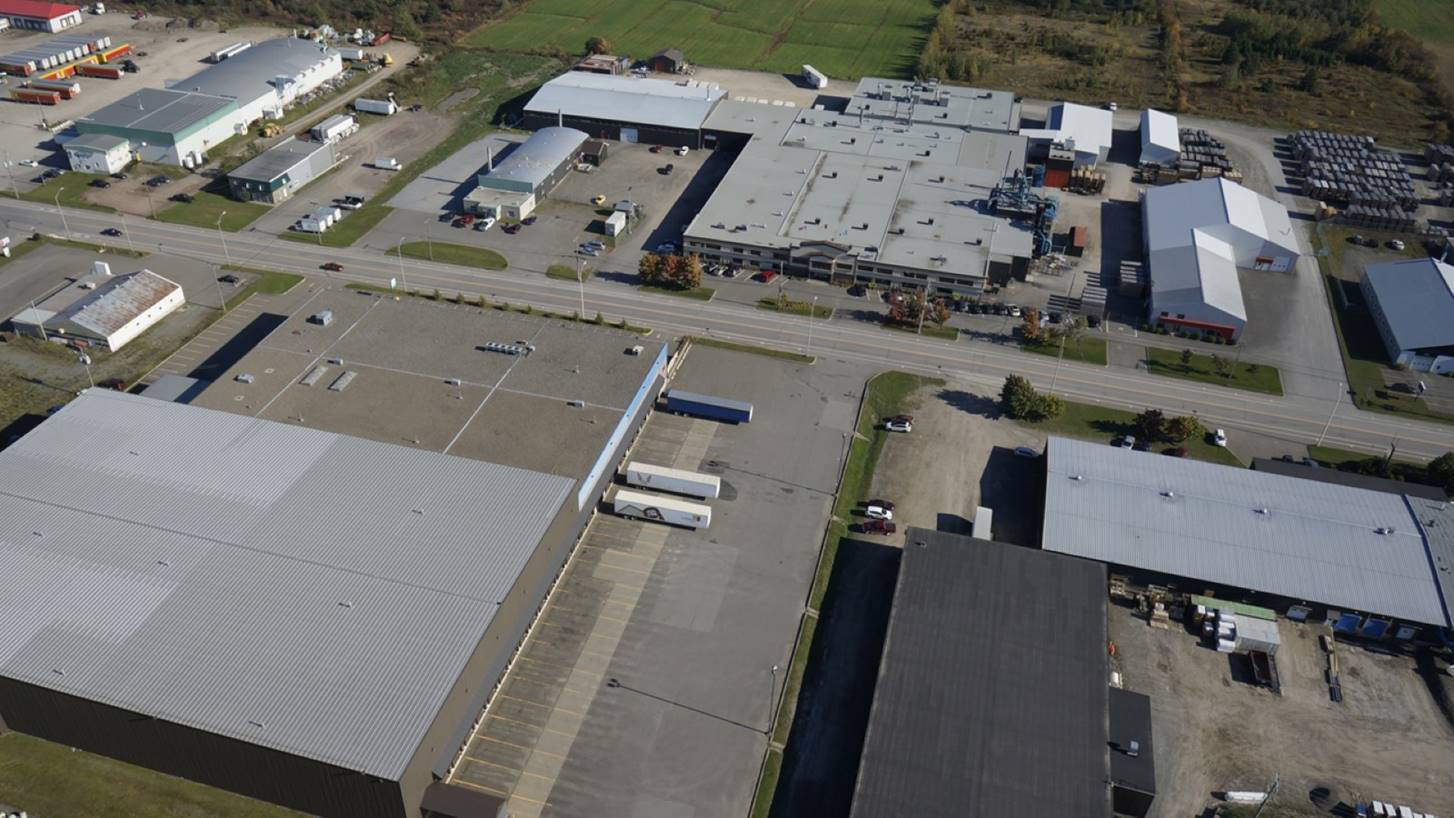 Aerial view of the Lepage Millwork factory