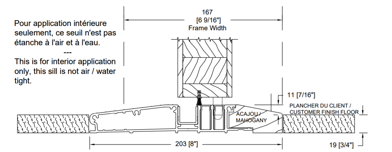 Threshold for adapted door